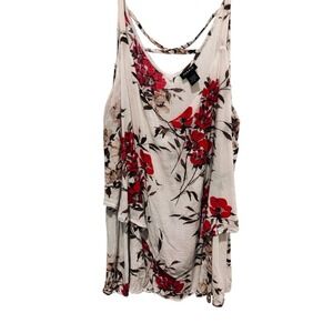 Torrid Size 2 Plus Floral Cold Shoulder Blouse Strappy Sleeveless Flowy Top